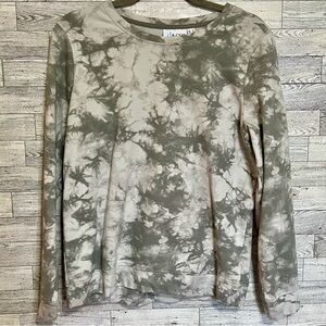 Dia‎ & Co Green/Gray Hand-Dyed Oversized Sweatshirt Women's Small Soft Stretch